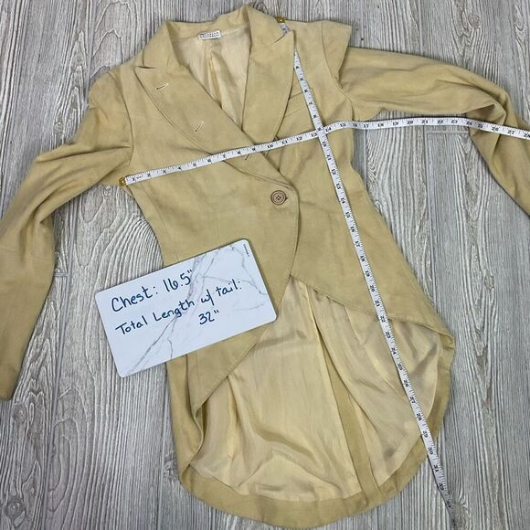 Brunello Cucinelli Vera Pelle Asymmetric Draped Leather Blazer Jacket Italian Si - Picture 11 of 14